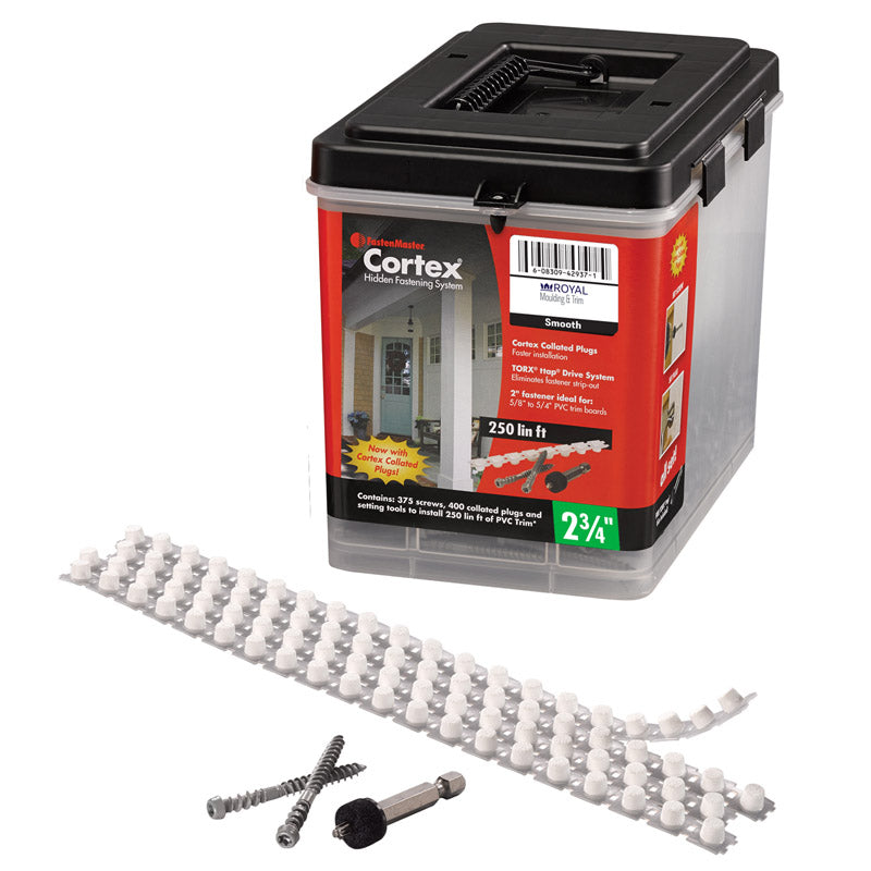 Tornillos autotapantes de fijación con cabeza de estrella FastenMaster Cortex n.º 9 x 2-3/4 pulg. de largo para molduras, con tacos (paquete de 4)
