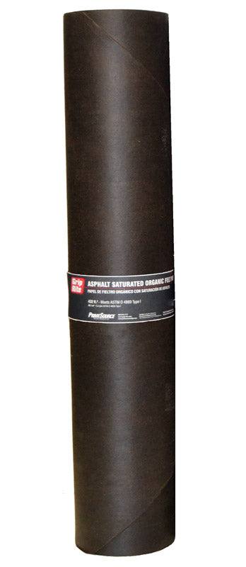 Grip-Rite Papel de fieltro orgánico saturado liso para asfalto, 3 pies de ancho x 144 pies de largo, 15 lb, negro