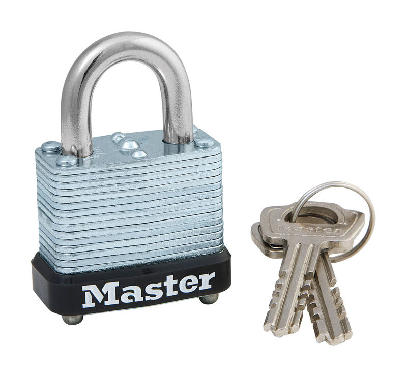 Master Lock 1-1/16 in. H X 1-1/8 in. W Laminated Steel Warded Locking Exterior Padlock (Pack of 4)