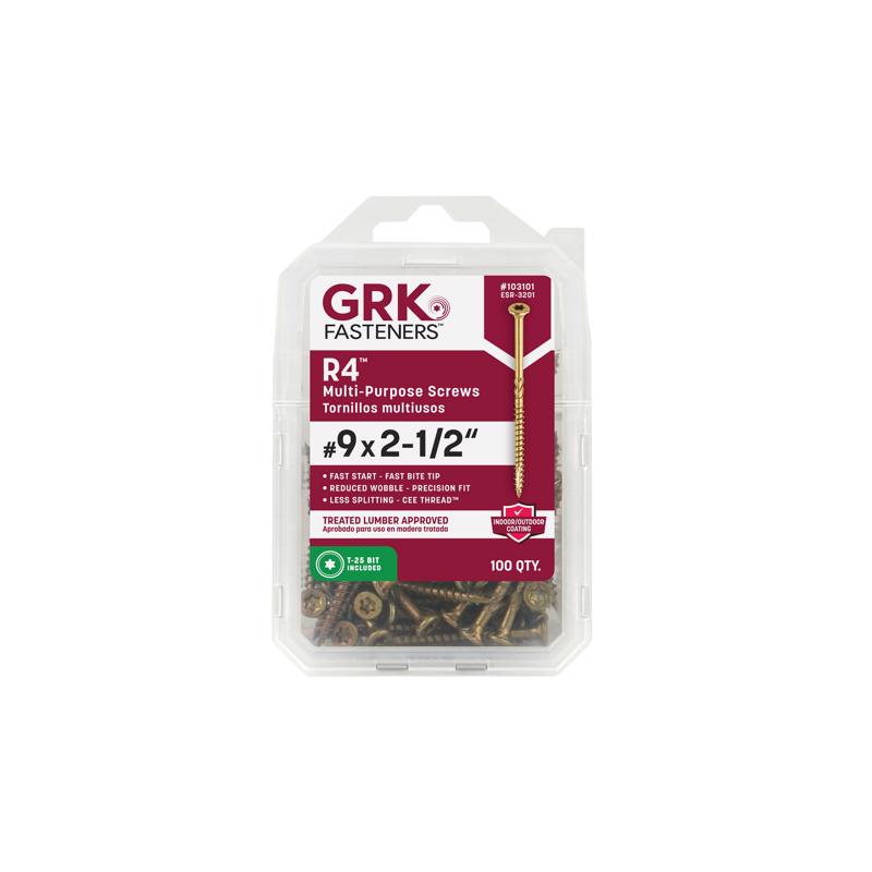 GRK Fasteners No. 9 X 2-1/2 in. L Star Climatek Coarse Wood Screws 100 pk