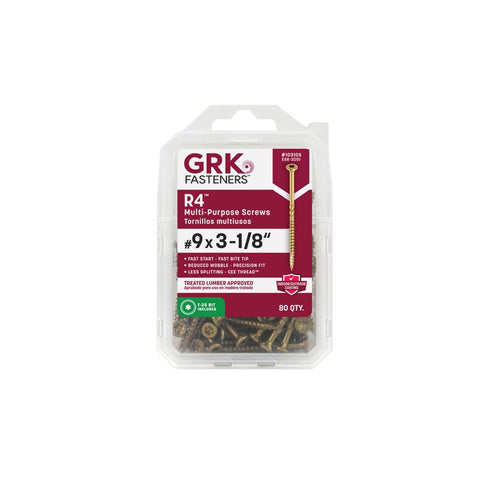 GRK Fasteners No. 9 X 3-1/8 in. L Star Climatek Coarse Wood Screws 80 pk