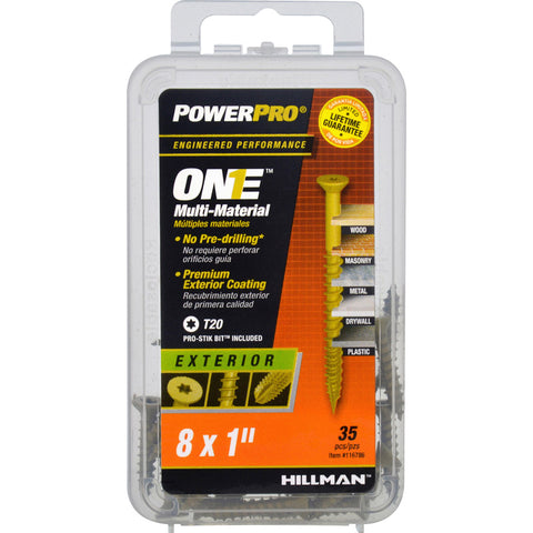 HILLMAN Power Pro No. 8 Ga. X 1 in. L Star Flat Head Coarse Multi-Material Screws (Pack of 5)