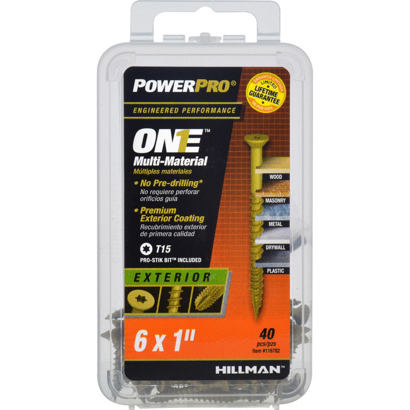 HILLMAN Power Pro No. 6 Ga. X 1 in. L Star Flat Head Coarse Multi-Material Screws (Pack of 5)