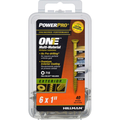 HILLMAN Power Pro No. 6 Ga. X 1 in. L Star Flat Head Coarse Multi-Material Screws (Pack of 5)