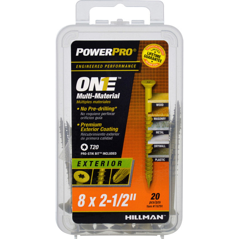 HILLMAN Power Pro No. 8 Ga. X 2-1/2 in. L Star Flat Head Coarse Multi-Material Screws (Pack of 5)