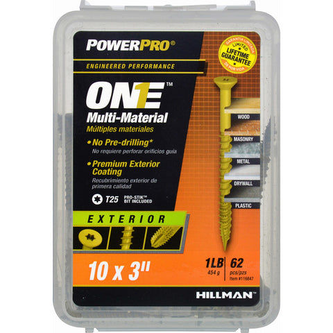 HILLMAN Power Pro No. 10 Ga. X 3 in. L Star Flat Head Coarse Multi-Material Screws