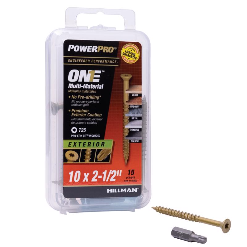 HILLMAN Power Pro No. 10 Ga. X 2-1/2 in. L Star Flat Head Coarse Multi-Material Screws (Pack of 5)