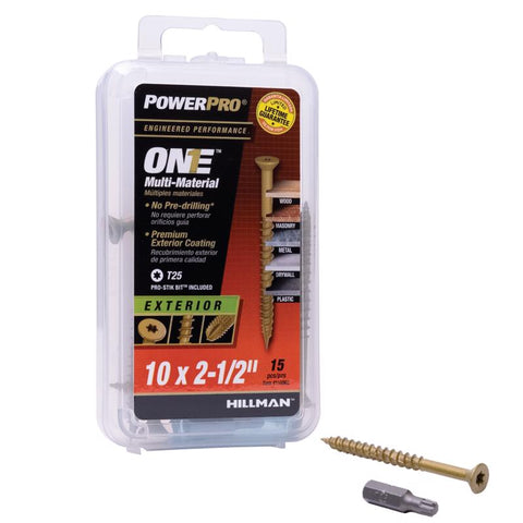 HILLMAN Power Pro No. 10 Ga. X 2-1/2 in. L Star Flat Head Coarse Multi-Material Screws (Pack of 5)