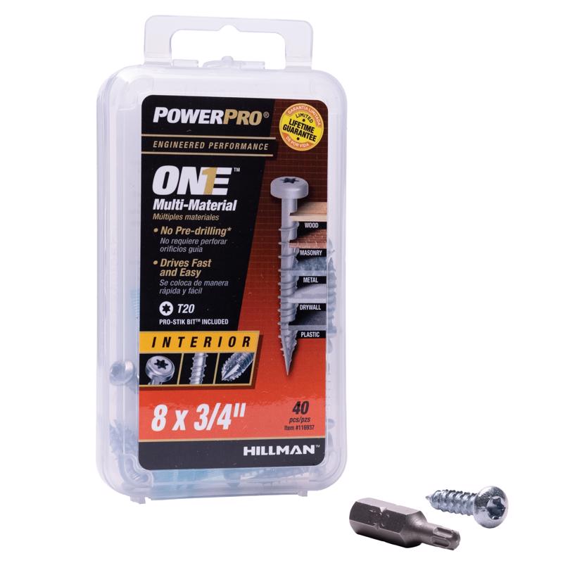 HILLMAN Power Pro No. 8 Ga. X 3/4 in. L Star Pan Head Coarse Multi-Material Screws (Pack of 5)