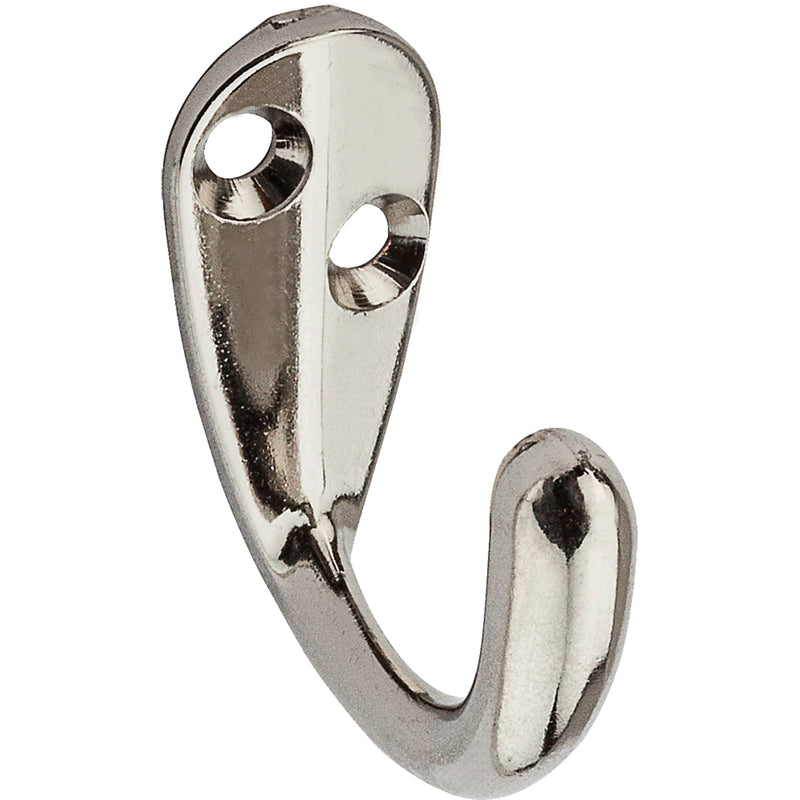 National Hardware Gancho para ropa de níquel, plata y zinc de 1,47 pulg. de largo, capacidad de 35 lb, paquete de 2