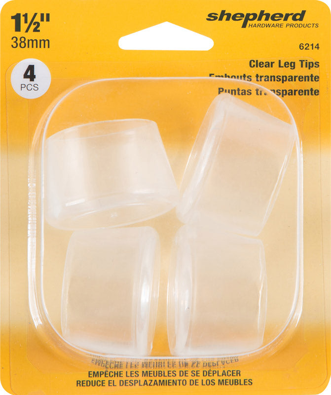 Shepherd Hardware Thermoplastic Ethylene Leg Tip Clear Round 1-1/2 in. W 1 pk (Pack of 6)