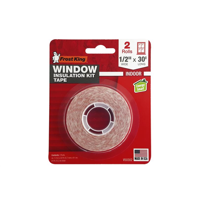 Cinta de montaje para interiores Frost King, 30 pies de largo x 0,5 pulgadas de ancho, paquete de 2