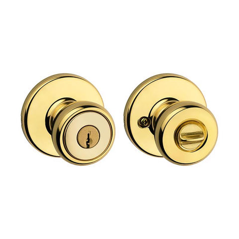 Kwikset Tylo Polished Brass Entry Knobs 1-3/4 in.