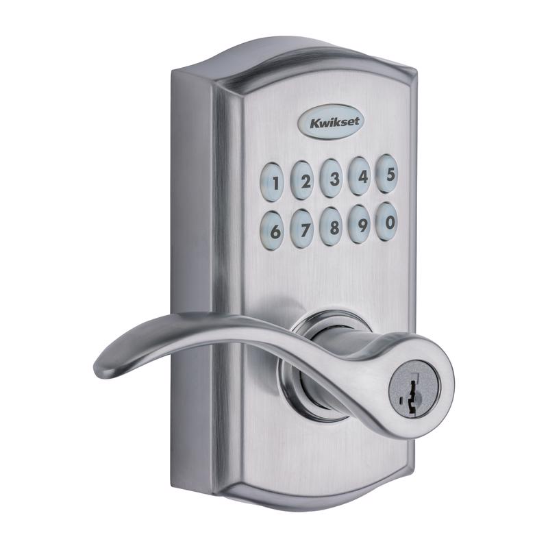 Palanca de entrada electrónica con teclado táctil de metal en cromo satinado Kwikset SmartKey