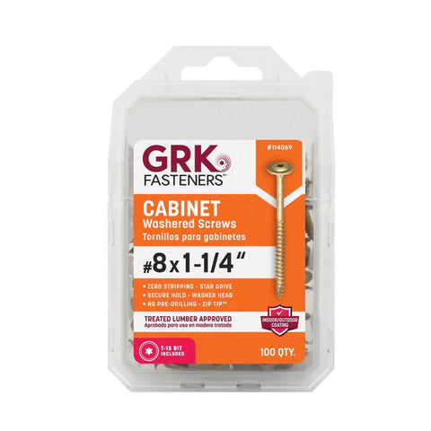 GRK Fasteners No. 8 X 1-1/4 in. L Star Climatek W-Cut Cabinet Screws 100 pk