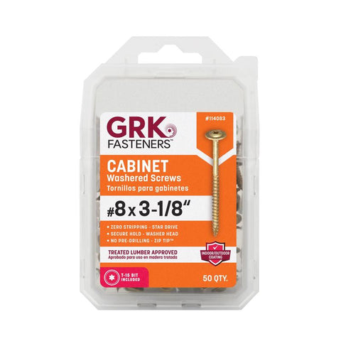 GRK Fasteners No. 8 X 3-1/8 in. L Star Climatek W-Cut Cabinet Screws 50 pk