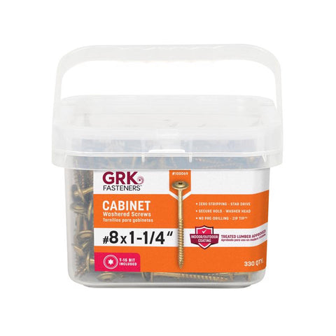 GRK Fasteners No. 8 X 1-1/4 in. L Star Climatek W-Cut Cabinet Screws 330 pk