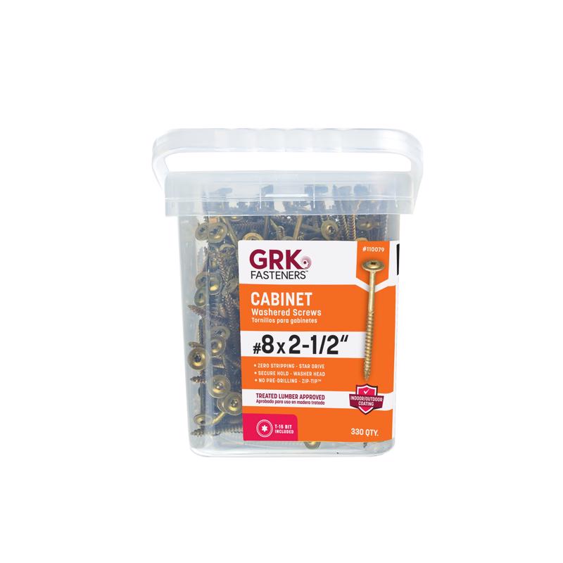 GRK Fasteners No. 8 X 2-1/2 in. L Star Climatek W-Cut Cabinet Screws 330 pk