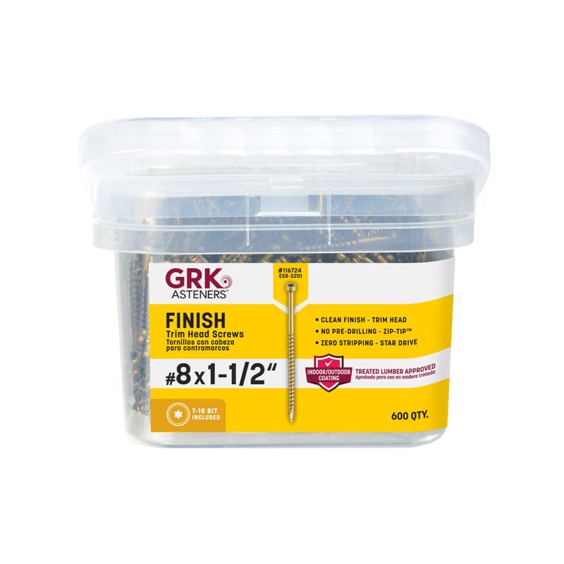 Tornillos para molduras GRK de cabeza estrellada con ranura en W, No. 8, 1-1/2 pulg. de largo