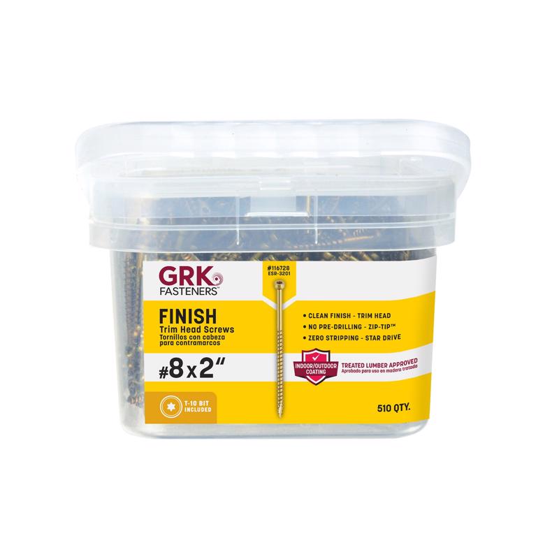 Tornillos para molduras GRK de cabeza ranurada en estrella, corte en W, de 8 dbl. x 2 pulg. de largo