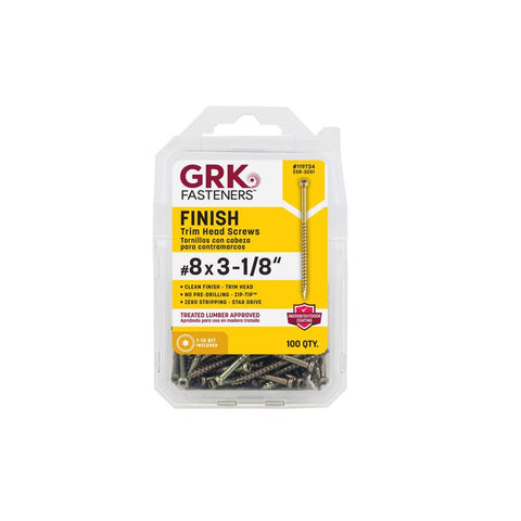 Tornillos para molduras GRK Fasteners No. 8 de 3-1/8 pulg. de largo, cabeza de estrella y ranura en W
