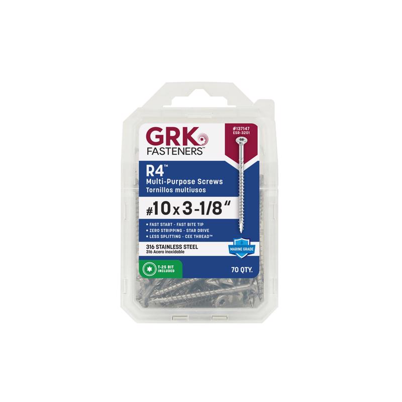GRK Fasteners No. 10 in. X 3-1/8 in. L Star Flat Head W-Cut Multi-Purpose Screws