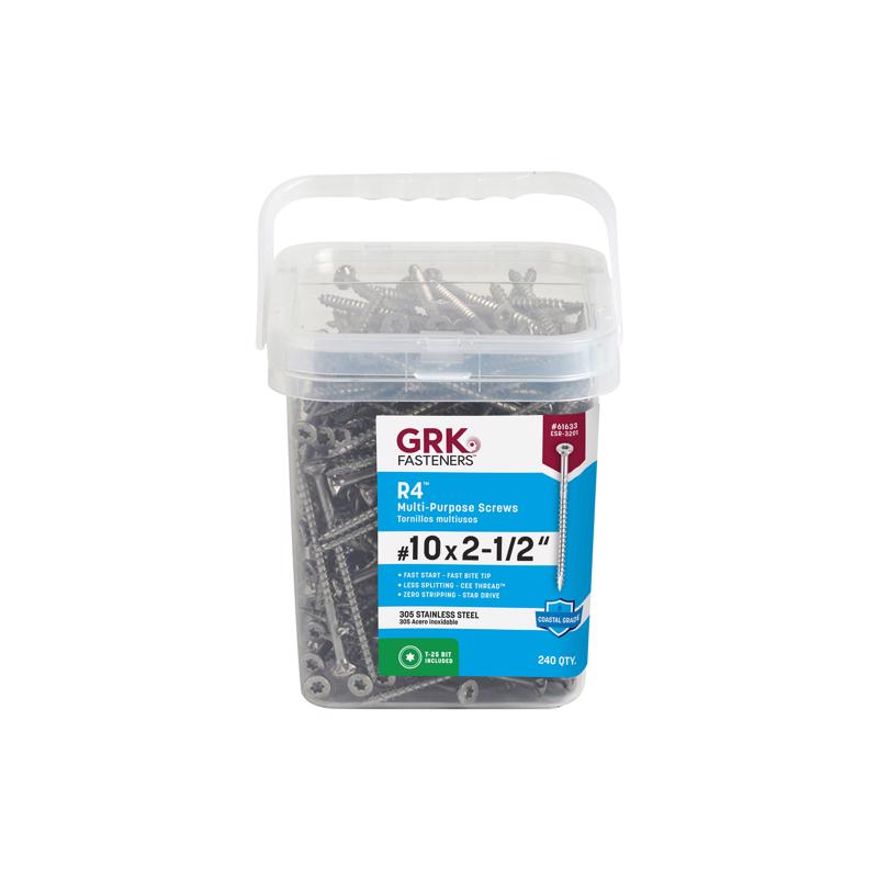 GRK Fasteners No. 10 in. X 2-1/2 in. L Star Flat Head W-Cut Multi-Purpose Screws