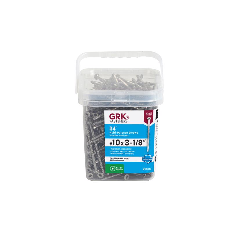 GRK Fasteners No. 10 in. X 3-1/8 in. L Star Flat Head W-Cut Multi-Purpose Screws