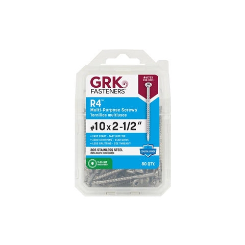 GRK Fasteners No. 10 in. X 2-1/2 in. L Star Flat Head W-Cut Multi-Purpose Screws