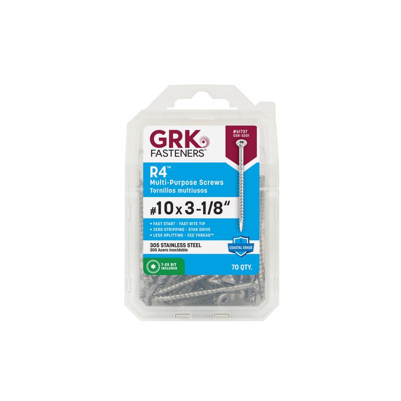 Tornillos multipropósito GRK Fasteners No. 10, cabeza plana con estrella, ranura en W, de 3-1/8 pulg. de largo