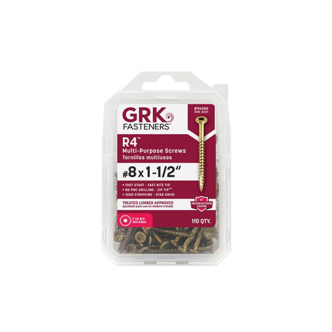 GRK Fasteners No. 8 in. X 1-1/2 in. L Star Flat Head W-Cut Multi-Purpose Screws