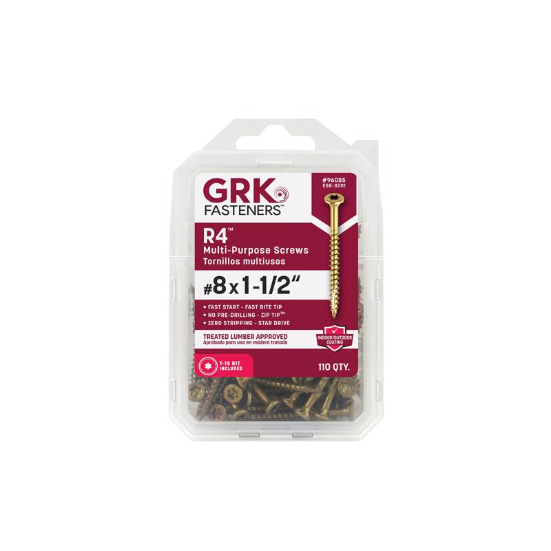 GRK Fasteners No. 8 in. X 1-1/2 in. L Star Flat Head W-Cut Multi-Purpose Screws