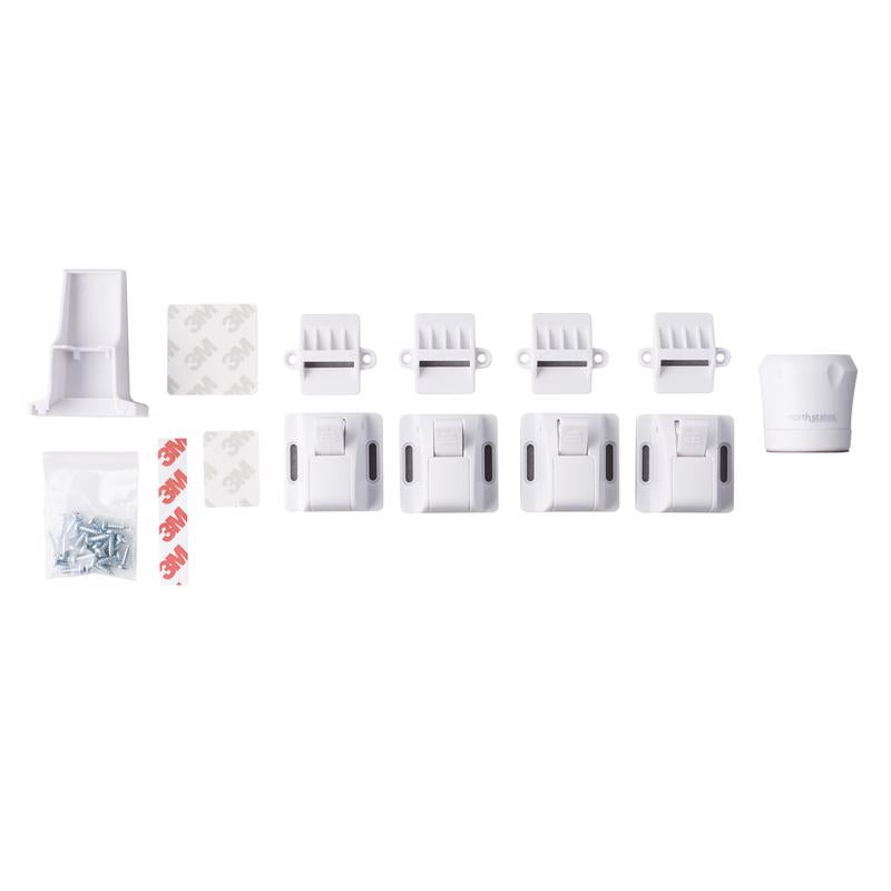 North States Toddleroo White Plastic Magnetic Cabinet Locks 4 pk