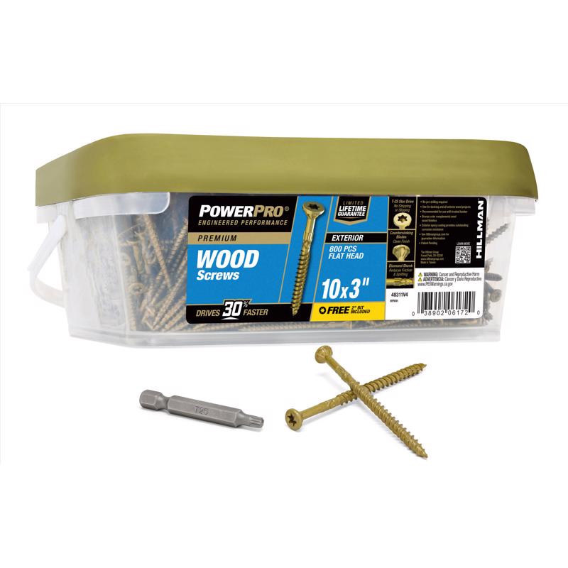 Tornillo grueso para exteriores con recubrimiento L, HILLMAN Power Pro, n.º 10 x 3 pulg., 800 unidades