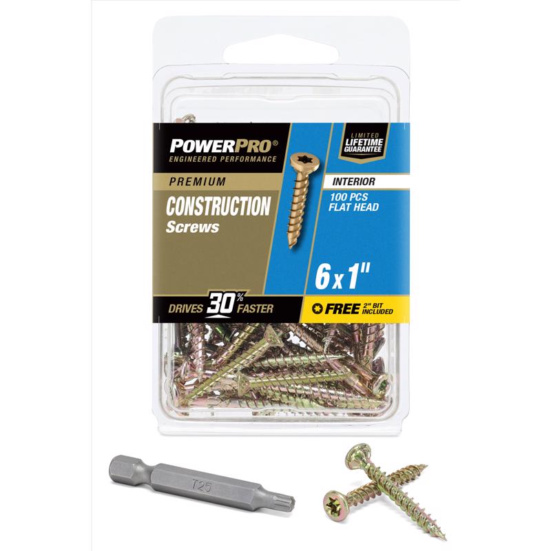 Tornillos para madera de rosca gruesa en L HILLMAN Power Pro No. 6 X 1 pulg., paquete de 100