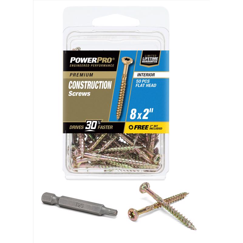 Tornillos para madera de rosca gruesa en L HILLMAN Power Pro No. 8 X 2 pulg., paquete de 50