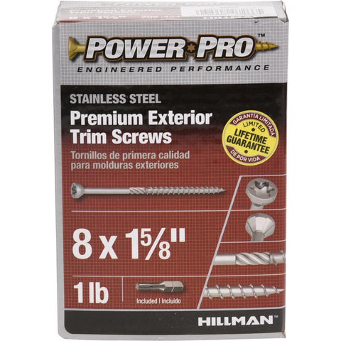 HILLMAN Power Pro No. 8 X 1-5/8 in. L Star Coarse Trim Screws 164 pk