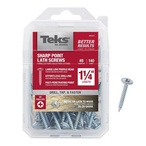 Teks No. 8 in. X 1-1/4 in. L Hex Drive Truss Head Self Tapping Lath Screws