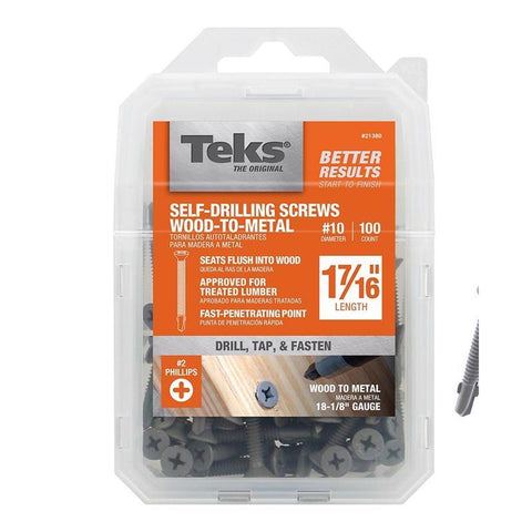 Teks No. 10 in. X 1-7/16 in. L Phillips Flat Head Self-Drilling Concrete Screws