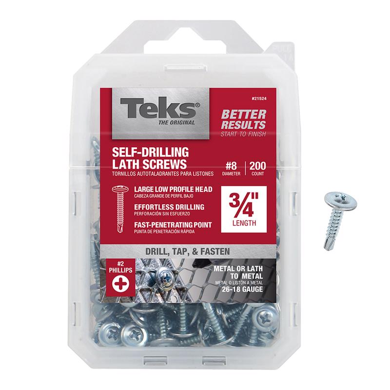 Teks No. 8 in. X 3/4 in. L Hex Drive Truss Head Self Tapping Lath Screws