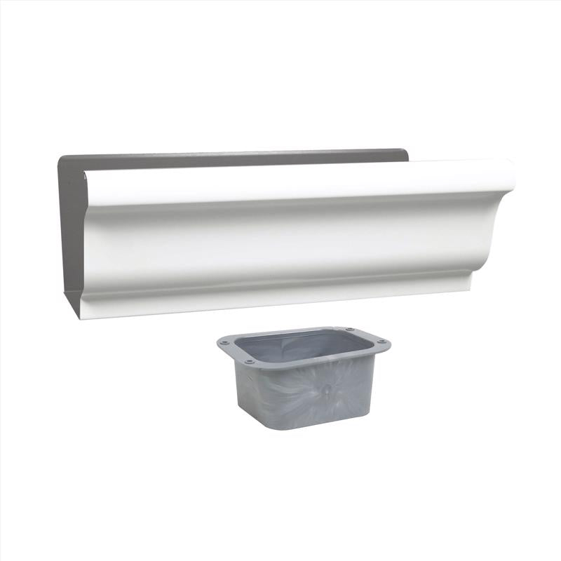 Amerimax 4.25 in. H X 5.5 in. W X 10.5 in. L White Aluminum K End w/Drop