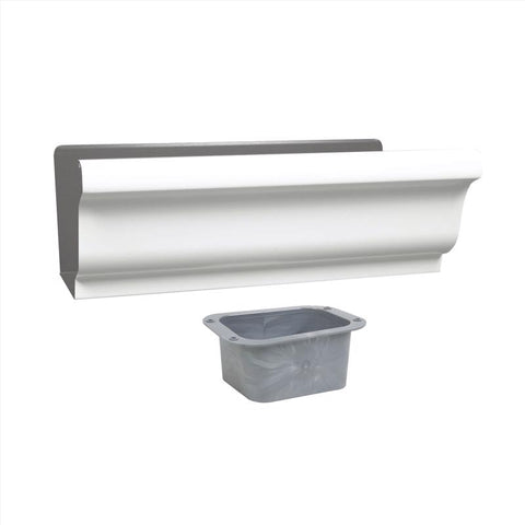 Amerimax 4.25 in. H X 5.5 in. W X 10.5 in. L White Aluminum K End w/Drop