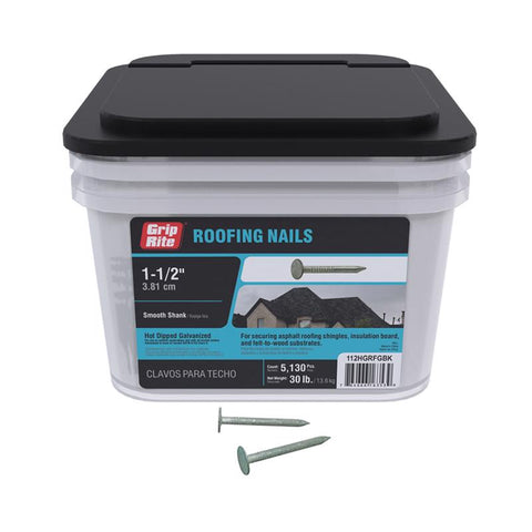 Grip-Rite 4D 1-1/2 in. Roofing Hot-Dipped Galvanized Steel Nail Flat Head 30 lb