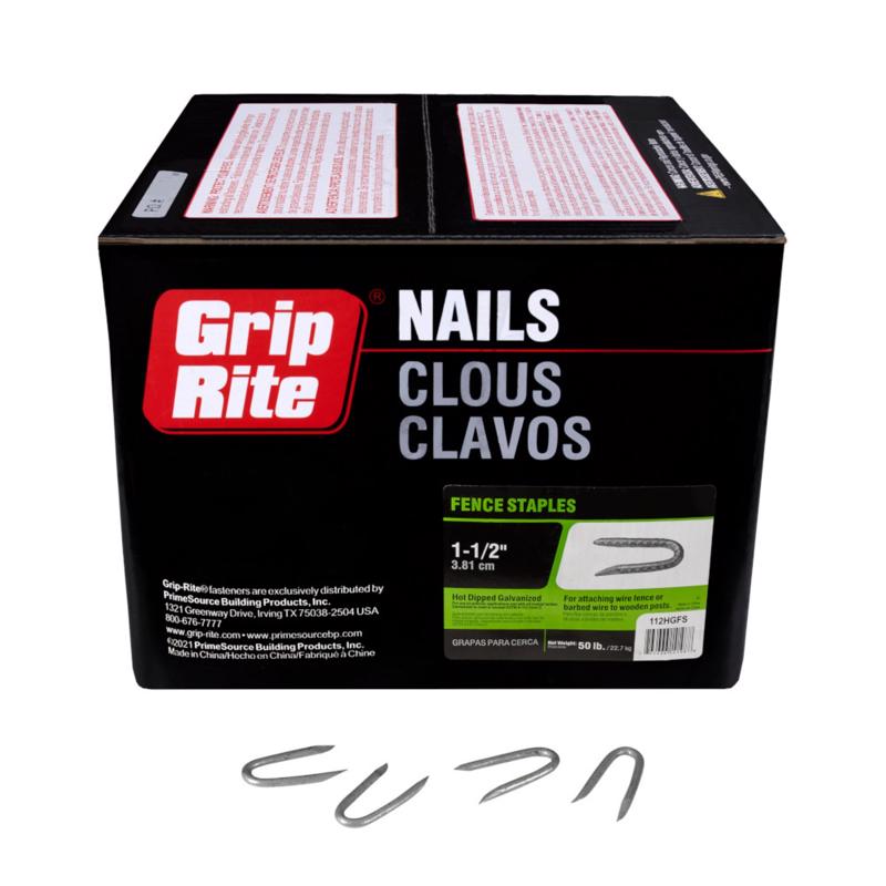 Grip-Rite 1/4 in. W X 1-1/2 in. L Hot-Dipped Galvanized Steel Fence Staples 9 Ga. 3600 pk 50 lb