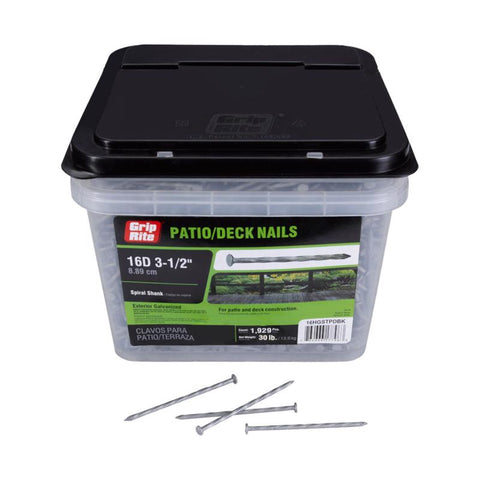 Grip-Rite 16D 3-1/2 in. Deck Hot-Dipped Galvanized Steel Nail Flat Head 30 lb
