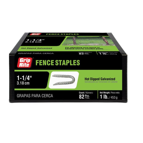 Grip-Rite No. 9 X 1/4 in. W X 1-1/4 in. L Hot-Dipped Galvanized Steel Fence Staples 9 Ga. 87 pk 1 lb (Pack of 12)