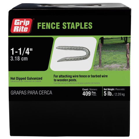 Grip-Rite No. 9 X 1/4 in. W X 1-1/4 in. L Hot-Dipped Galvanized Steel Fence Staples 9 Ga. 5 lb (Pack of 6)