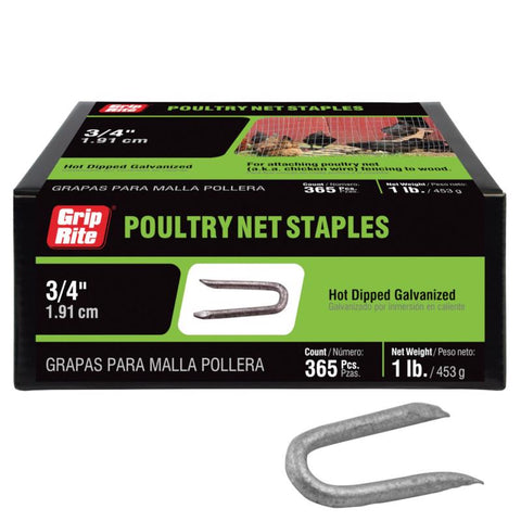 Grip-Rite 1/4 in. W X 3/4 in. L Hot-Dipped Galvanized Steel Fence Staples 14 Ga. 365 pk 1 lb (Pack of 12)
