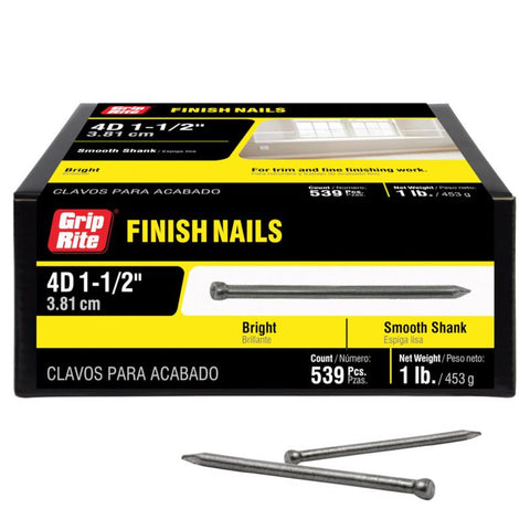 Grip-Rite 4D 1-1/2 in. Finishing Bright Steel Nail Countersunk Cupped Head 1 lb (Pack of 12)