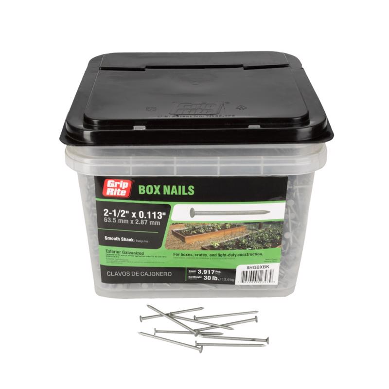 Grip-Rite 8D 2-1/2 in. Box Hot-Dipped Galvanized Steel Nail Flat Head 30 lb